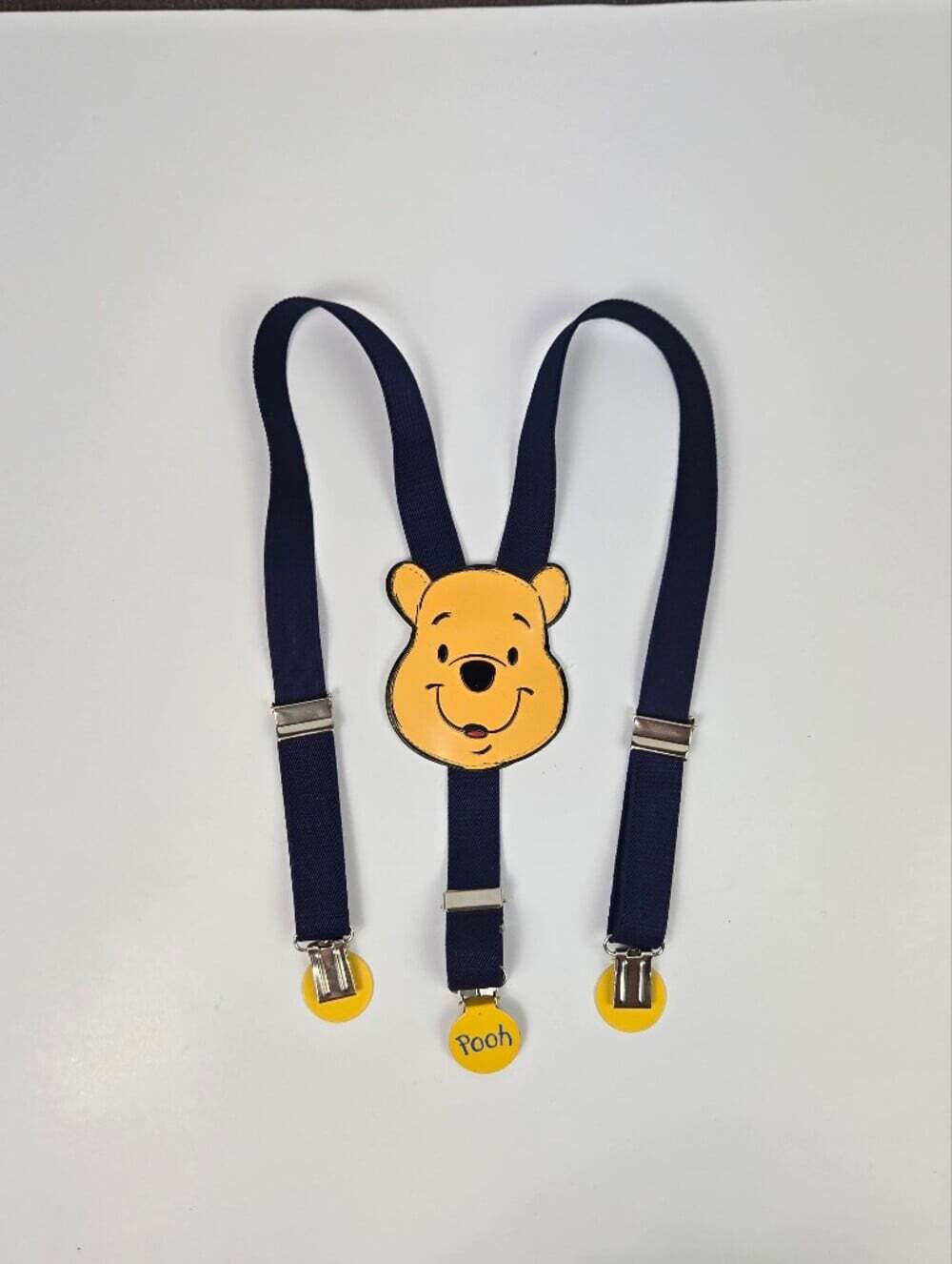 Disney Winnie the Pooh Kids Suspenders Navy Yellow Adjustable Clips